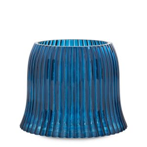 Blue Ribbed Jar Candle Shade