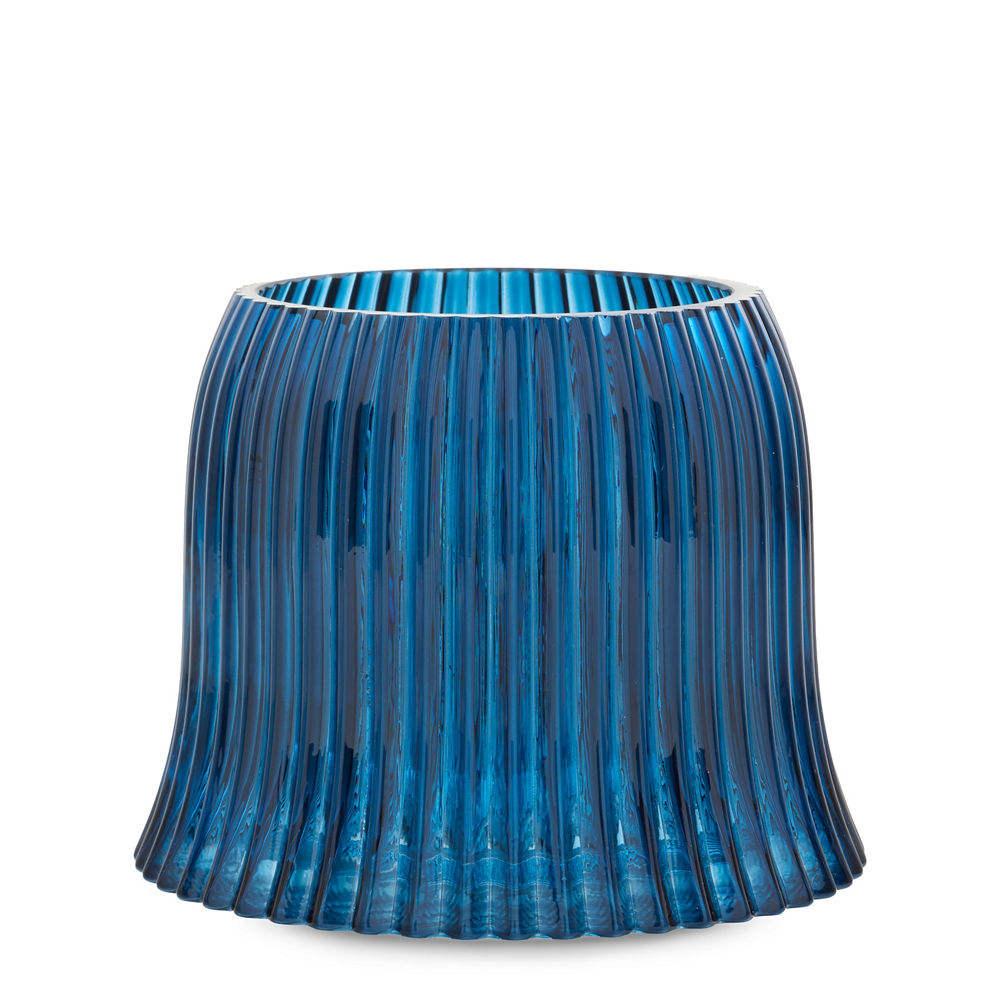 Blue Ribbed Jar Candle Shade