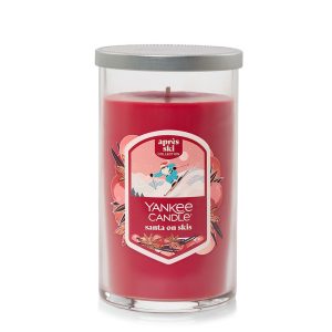 Santa On Skis Medium Pillar Candle
