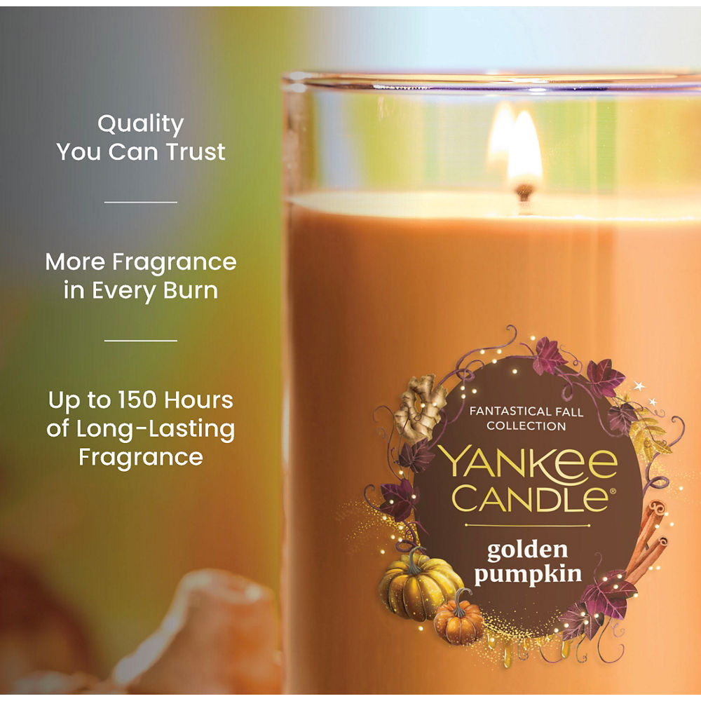 Golden Pumpkin Medium Pillar Candle - Image 3