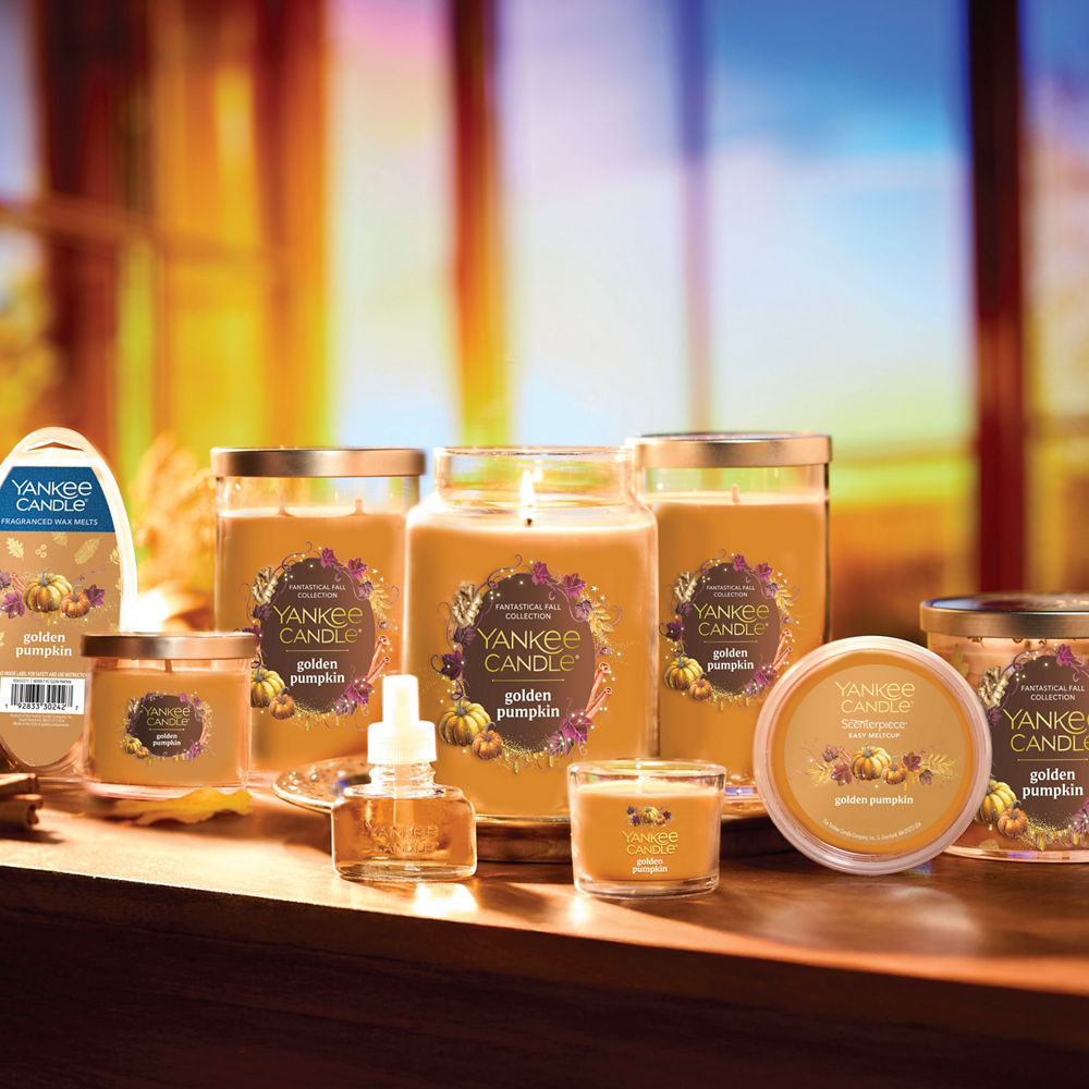 Golden Pumpkin Medium Pillar Candle - Image 4